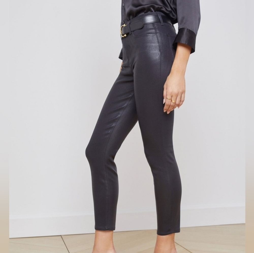 L' Agence Black Slim Raw Hem Goth Retro Pin- Up Cropped Pants Size 27 - Picture 6 of 11